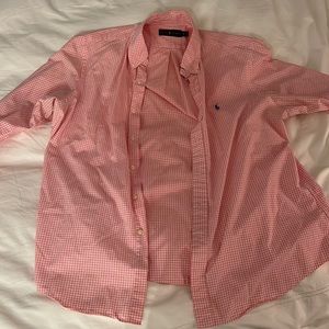 Polo Ralph Lauren Pink Checkered Button Down Dress Shirt. Size XL.